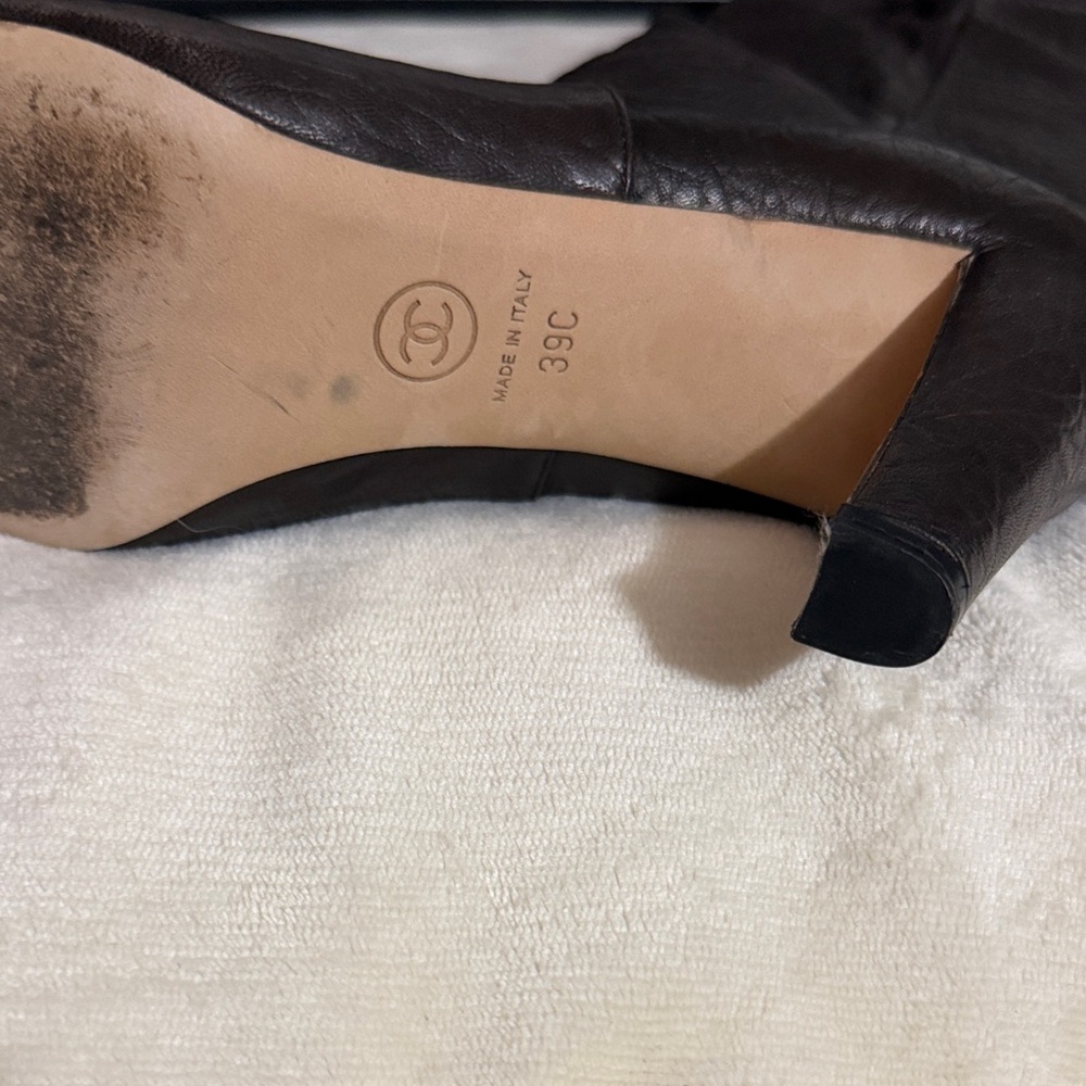 CHANEL Dark Brown Heeled Boots - Picture 2 of 8